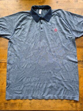 UNRL Golf Barstool Sports Polo Shirt Mens L Dusky Blue Camo S/S Performance Logo